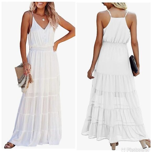 NWT PRETTYGARDEN Summer Casual Spaghetti Strap Sleeveless High Waist Long Dress - Picture 1 of 10